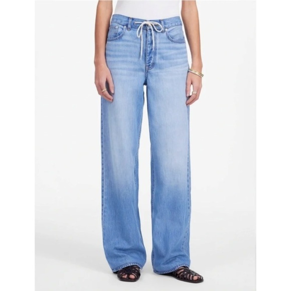 Madewell Low Slung Baggy Jeans Airy Denim Light Wash Drawstring 28 NU021